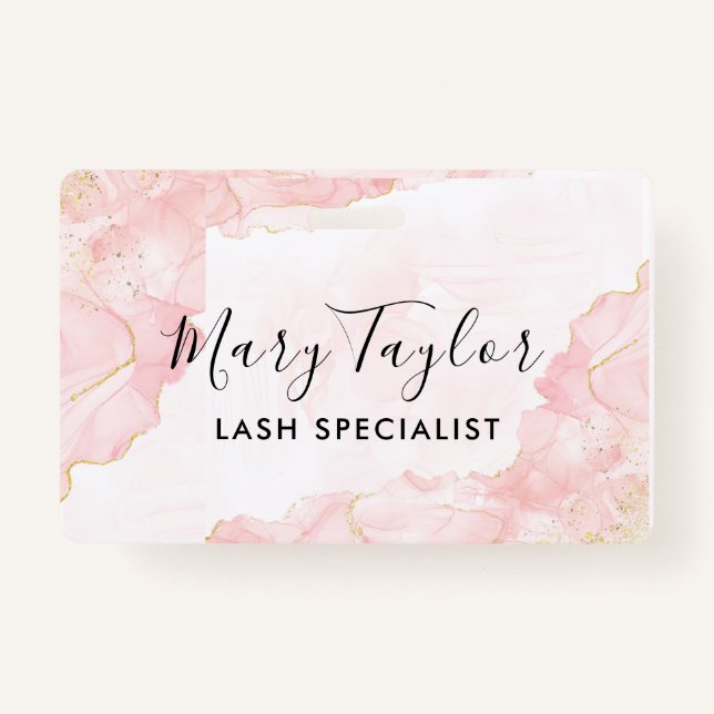 Eleganter Rosa-Glitzer-Marmor Ausweis (Vorderseite)