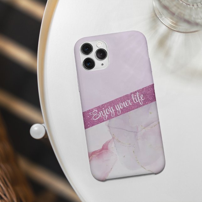 Eleganter rosa Glitzer-Marmor iPhone Case (Elegant pink glitter-marble iPhone Case)