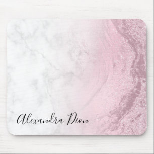 Eleganter Rosa-Glitzer-Marmor Mousepad