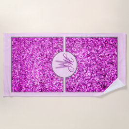 Eleganter rosa Glitzer Mit Monogramm Strandtuch