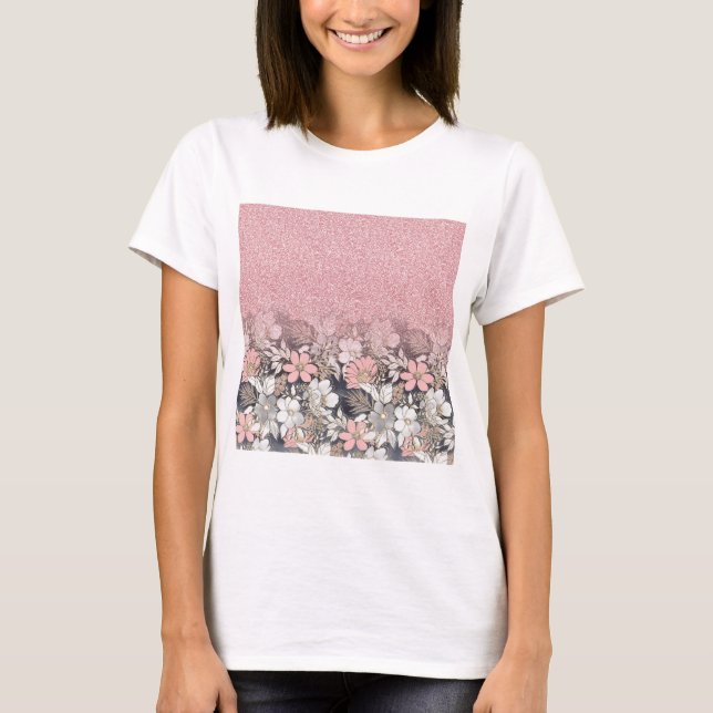 Eleganter Rosa Glitzer T-Shirt (Vorderseite)