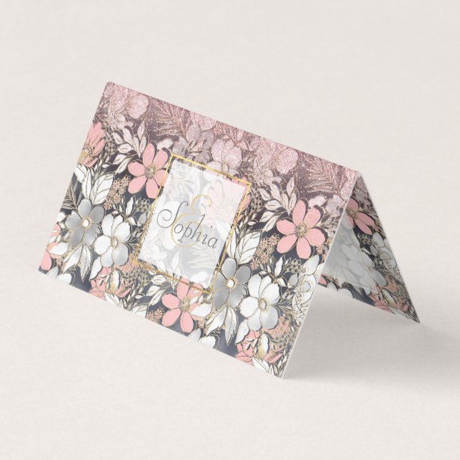 Eleganter Rosa Glitzer Visitenkarten (Vorderseite)