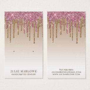 Eleganter Rosa Gold Dripping Glitzer Ohrring Displ