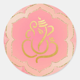 Eleganter rosa Gold Ganesh/indischer Gott Runder Aufkleber