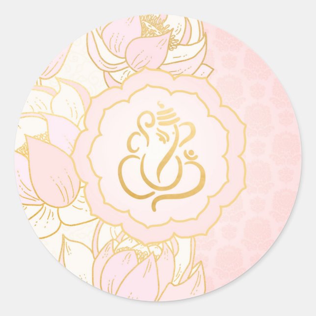 Eleganter rosa Gold Ganesh/indischer Gott Runder Aufkleber (Vorderseite)