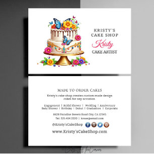 Eleganter rosa goldener Blumen-Schmetterlings-Kuch Visitenkarte