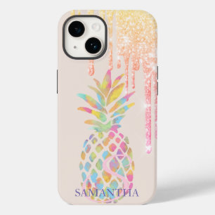 Eleganter rosa goldener Glitter-Tropfen bunter Ana Case-Mate iPhone 14 Hülle