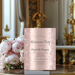 Eleganter rosa goldener Glitterstaub Ruhestand Einladung