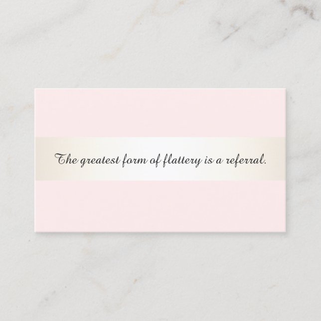 Eleganter Rosa Haarsalon & Wellness-Center Kundenr Empfehlungskarte (Vorderseite)