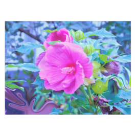 Eleganter Rosa Hibiskus Blume mit Aqua Foliage Tischdecke