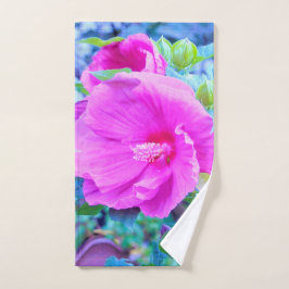 Eleganter rosa Hibiskus mit Wavy Blue Foliage Handtuch