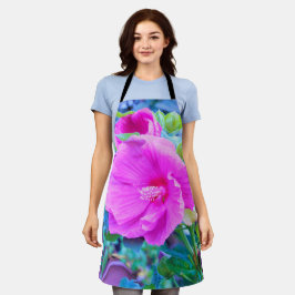 Eleganter rosa Hibiskus mit Wavy Blue Foliage Schürze