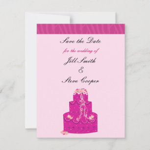 Eleganter rosa Hochzeitstorte Save the Date