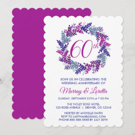 Eleganter rosa Kraut 60. Hochzeitstag Einladung