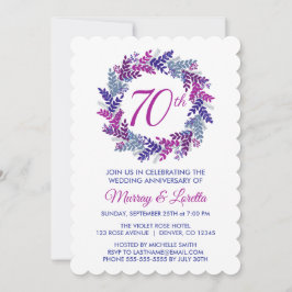 Eleganter rosa Kraut 70. Hochzeitstag Einladung