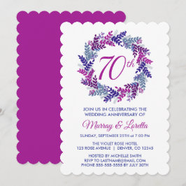 Eleganter rosa Kraut 70. Hochzeitstag Einladung