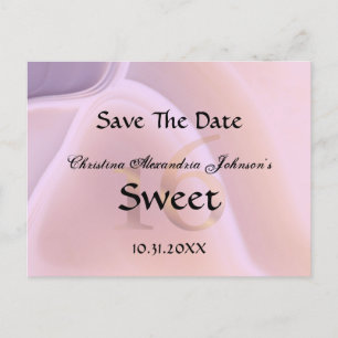 Eleganter rosa Kristallbonbon 16 Save the Date Ankündigungspostkarte