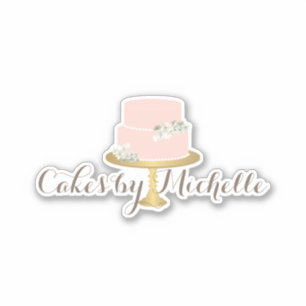Eleganter rosa Kuchen mit Florals Aufkleber