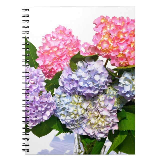 Eleganter, rosa, lila-blauer Hydrangea-Bouquet Notizblock (Vorderseite)