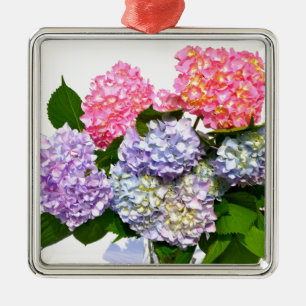 Eleganter, rosa, lila-blauer Hydrangea-Bouquet Silbernes Ornament