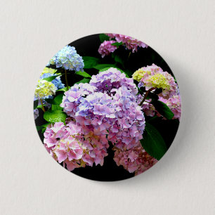 Eleganter, rosa, lila blauer Hydrangea-Garten Button