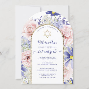 Eleganter rosa Lila Blumenstrauß Einladung