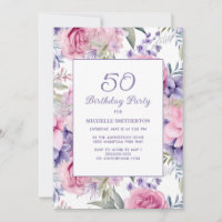 Eleganter rosa Lila Blüte 50. Geburtstag