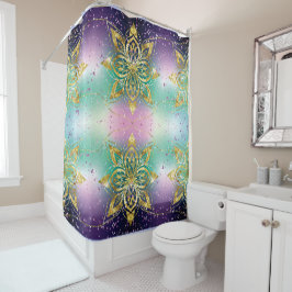 Eleganter Rosa lila grüner Urlaub Snowflakes Stars Duschvorhang