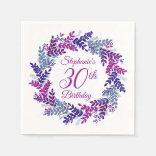 Eleganter rosa Lila Kraut 30. Geburtstag Serviette