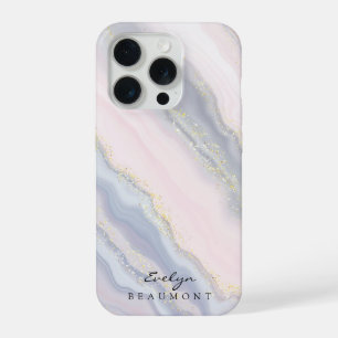Eleganter, rosa Lila Pastellmarmor individuell anp iPhone 15 Pro Hülle