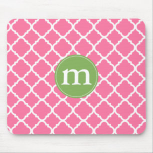 Eleganter rosa Marokkaner Quatrefoil Mousepad