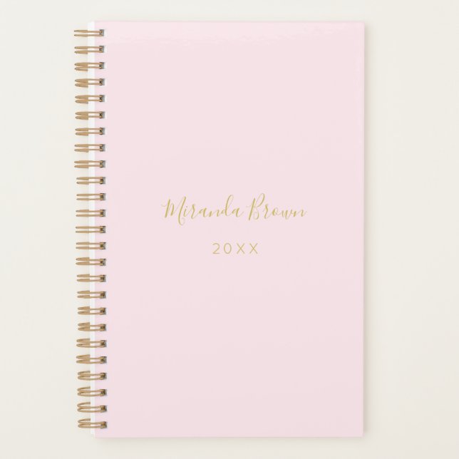 Eleganter Rosa Minimalistischer Chic Planer (Vorderseite)