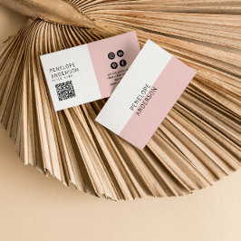 Eleganter rosa Minimalistischer QR-Code Moderner B Visitenkarte