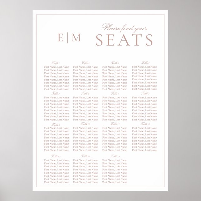 Eleganter rosa, moderne Script Monogram Wedding Si Poster (Vorne)