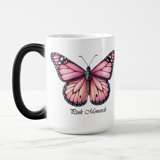 Eleganter rosa Monarchfalter-Wrap Verwandlungstasse (Links)