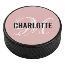 Eleganter Rosa-Monogramm-Hockeypuck