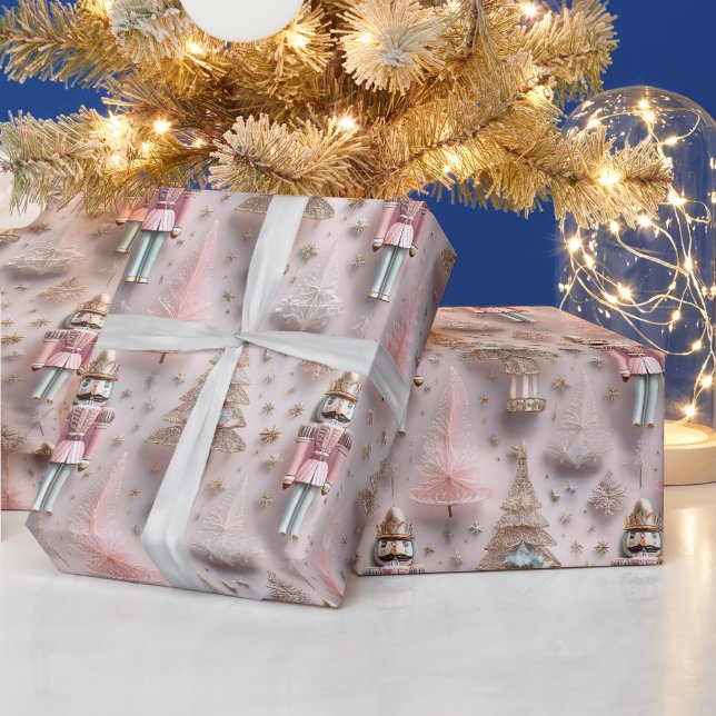 Eleganter rosa Nussknacker  Geschenkpapier (Feiertage)