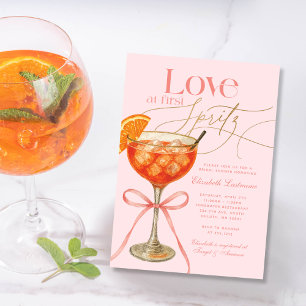 Eleganter rosa-Orange Aperol Spritz Brautdusche Einladung