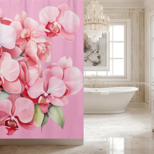 Eleganter rosa Orchideen-Duschvorhang Duschvorhang (Von Creator hochgeladen)