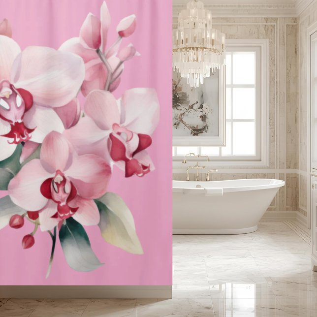 Eleganter rosa Orchideen-Duschvorhang Duschvorhang (Von Creator hochgeladen)