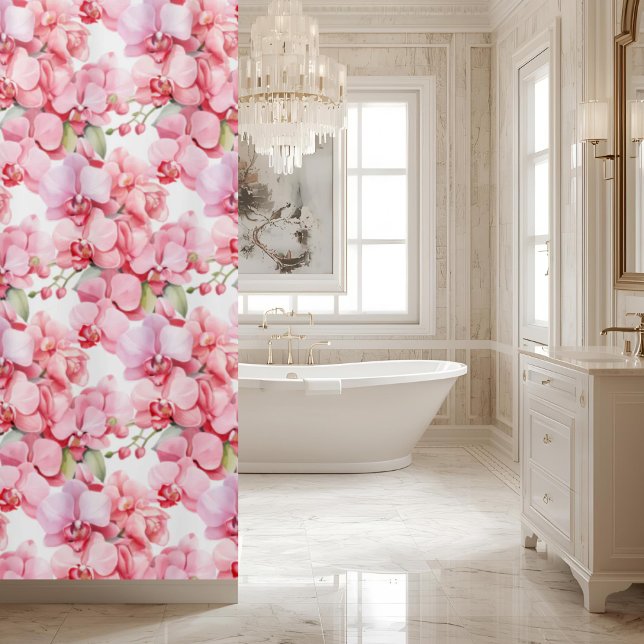Eleganter rosa Orchideen-Duschvorhang Duschvorhang (Von Creator hochgeladen)