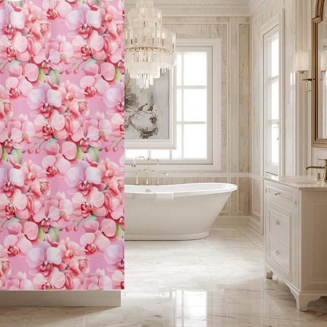 Eleganter rosa Orchideen-Duschvorhang Duschvorhang (Von Creator hochgeladen)