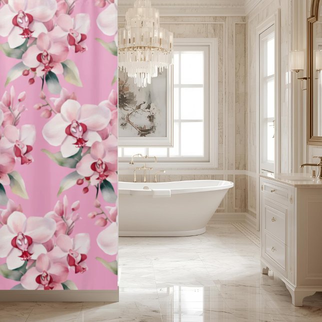 Eleganter rosa Orchideen-Duschvorhang Duschvorhang (Von Creator hochgeladen)