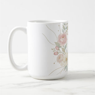 Eleganter rosa Pastell-Blumenkranz Botanisches Des Kaffeetasse