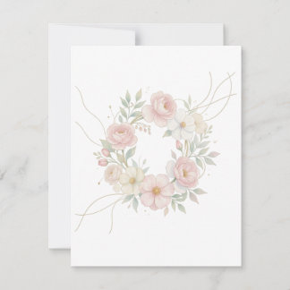 Eleganter rosa Pastell-Blumenkranz Botanisches Des RSVP Karte