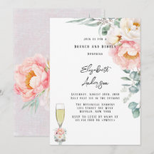 Eleganter Rosa-Peonies Eucalyptus Brunch und Bubbl