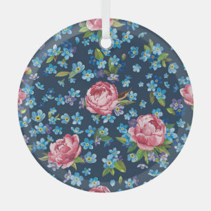 Eleganter rosa Peonies Retro Hintergrund Ornament Aus Glas