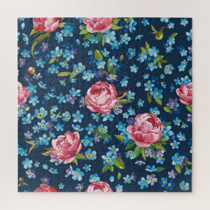 Eleganter rosa Peonies Retro Hintergrund Puzzle