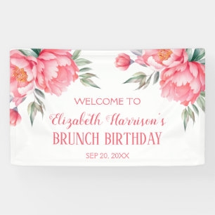 Eleganter rosa Peony Botanischer Brunch Geburtstag Banner