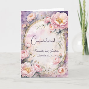 Eleganter Rosa-Peony-Oval-Rahmen Hochzeit Karte